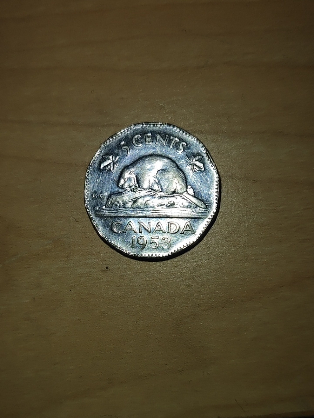 1953 Canada 5 Cents Beaver Coin - Silver Tone